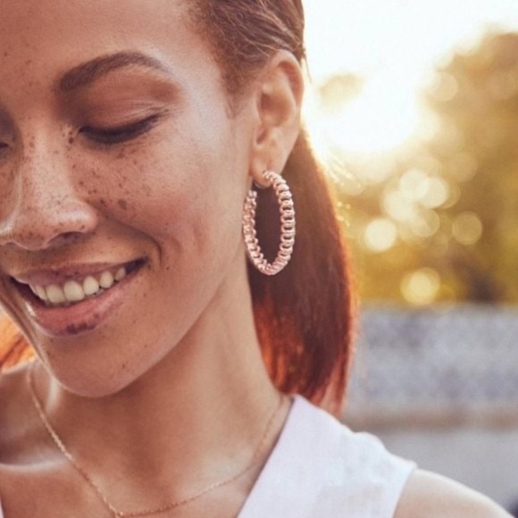 Kendra Scott Fallyn Hoop Earrings, Rose Gold-Plated! - Picture 1 of 4
